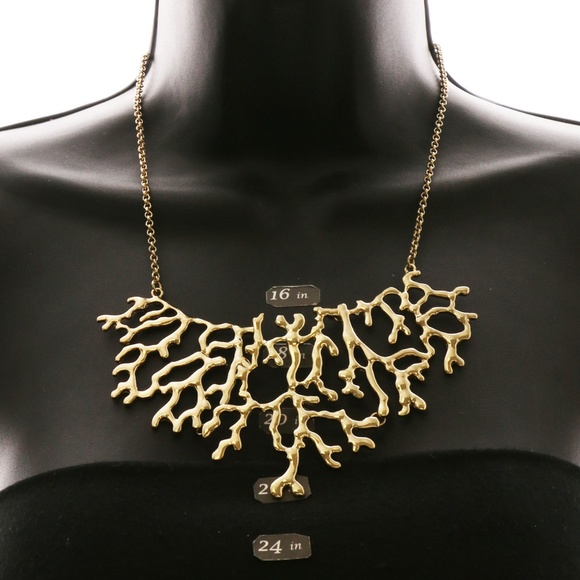 Luxury Coral Necklace Gold NWOT - Picture 3 of 3